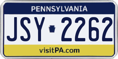PA license plate JSY2262