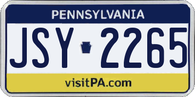 PA license plate JSY2265
