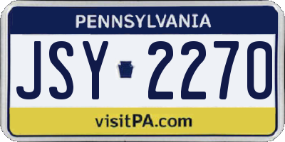 PA license plate JSY2270