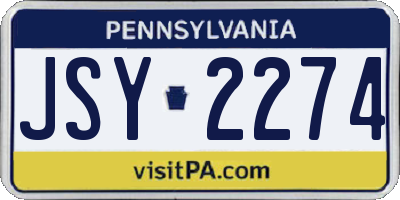 PA license plate JSY2274