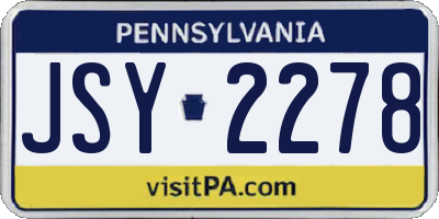 PA license plate JSY2278