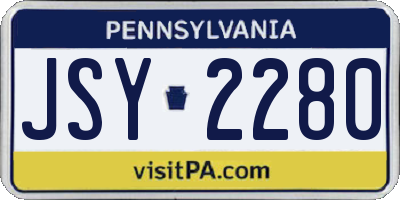 PA license plate JSY2280
