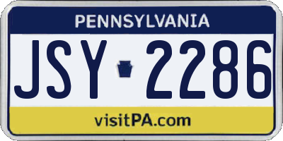 PA license plate JSY2286