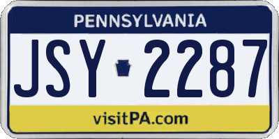 PA license plate JSY2287