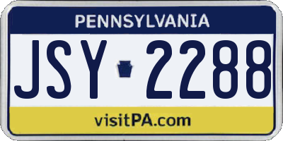 PA license plate JSY2288