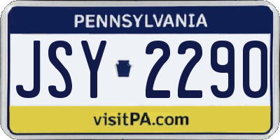 PA license plate JSY2290