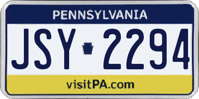 PA license plate JSY2294