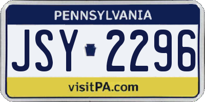 PA license plate JSY2296