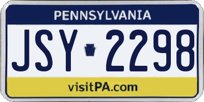 PA license plate JSY2298