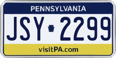 PA license plate JSY2299