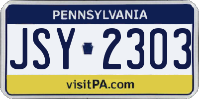 PA license plate JSY2303