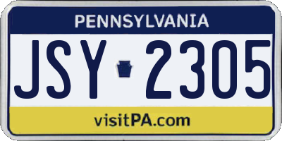 PA license plate JSY2305