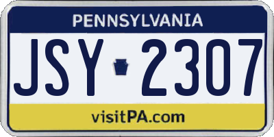 PA license plate JSY2307