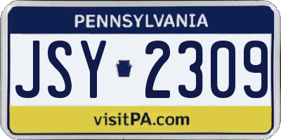 PA license plate JSY2309