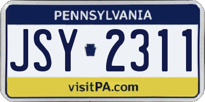 PA license plate JSY2311