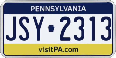 PA license plate JSY2313