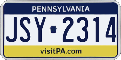 PA license plate JSY2314