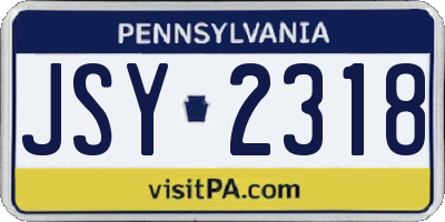 PA license plate JSY2318