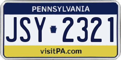 PA license plate JSY2321