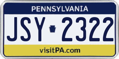 PA license plate JSY2322
