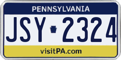 PA license plate JSY2324