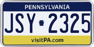 PA license plate JSY2325