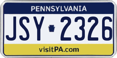 PA license plate JSY2326