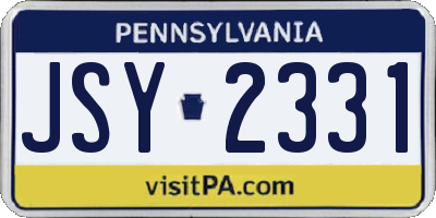 PA license plate JSY2331