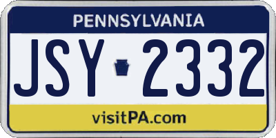 PA license plate JSY2332