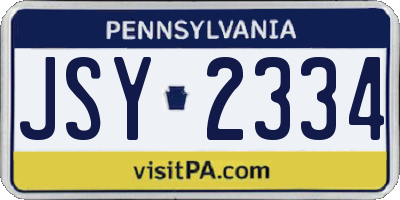 PA license plate JSY2334