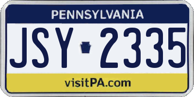 PA license plate JSY2335