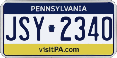 PA license plate JSY2340