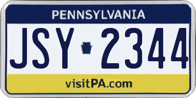 PA license plate JSY2344