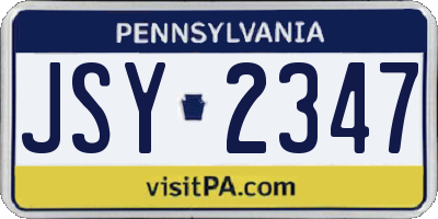PA license plate JSY2347