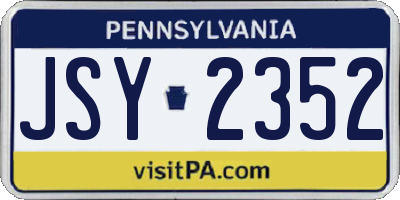 PA license plate JSY2352