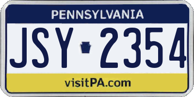 PA license plate JSY2354