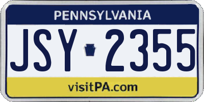 PA license plate JSY2355