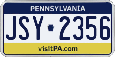 PA license plate JSY2356