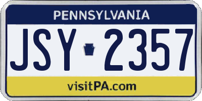 PA license plate JSY2357