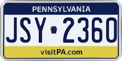 PA license plate JSY2360