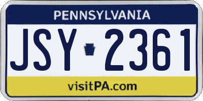 PA license plate JSY2361