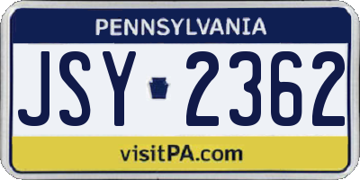 PA license plate JSY2362