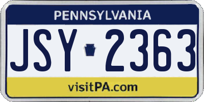 PA license plate JSY2363