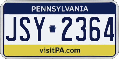 PA license plate JSY2364