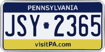 PA license plate JSY2365