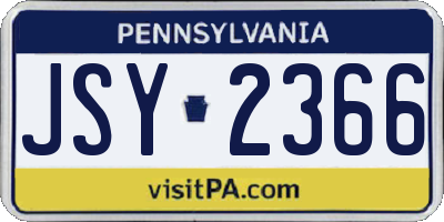 PA license plate JSY2366