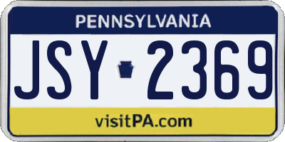 PA license plate JSY2369