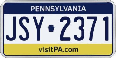 PA license plate JSY2371