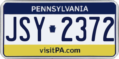 PA license plate JSY2372
