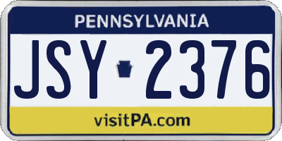 PA license plate JSY2376